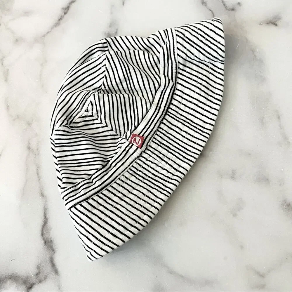 Zutano white black mini stripe toddler hat organic cotton